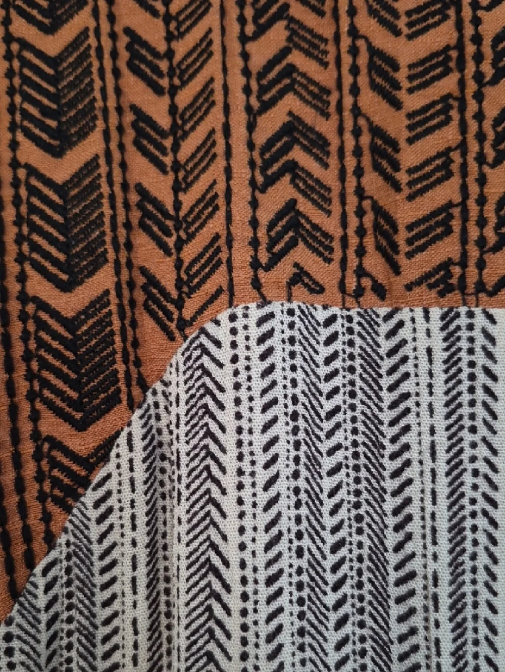 THML Boho Hippie Festival Sleeveless Rust and Cream Shift Dress Women's L - Picture 6 of 13